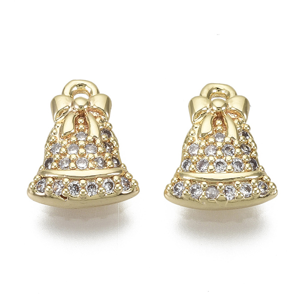 

PandaHall Brass Micro Pave Clear Cubic Zirconia Charms, for Christmas, Nickel Free, Bell, Real 18K Gold Plated, 11x8x2mm, Hole: 1mm...