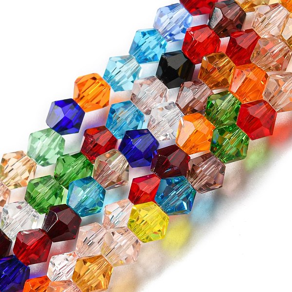 

PandaHall Transparent Glass Beads Strands, Faceted, Bicone, Colorful, 4x4mm, Hole: 0.8mm, about 82~85pcs/strand, 12.01~12.2 inch(30.5~31cm)...