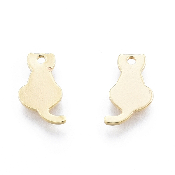 

PandaHall Ion Plating(IP) Brass Charms, Cat Charms, Real 18K Gold Plated, 12x8x1mm, Hole: 1.2mm Brass Cat Shape
