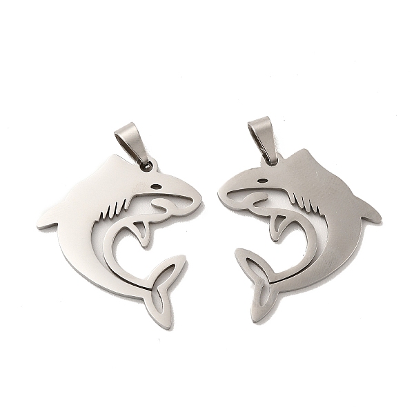 

PandaHall 201 Stainless Steel Pendants, Dolphin Charm, Stainless Steel Color, 27x25x1.5mm, Hole: 6.5x3mm 201 Stainless Steel Dolphin