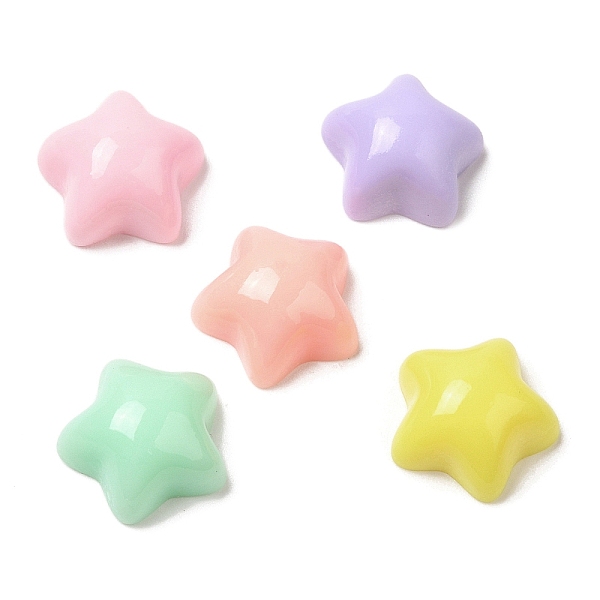 

PandaHall Cartoon Opaque Reisn Cabochons, for Jewelry Making, Mixed Color, Star, 11.5x12x6mm Resin Star Multicolor