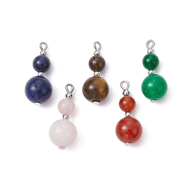 

PandaHall Natural Mixed Stone Pendants, Gourd Charms with Platinum Plated Brass Beads, Mixed Dyed and Undyed, Mixed Color, 25.5x10.5mm, Hole..., Multicolor