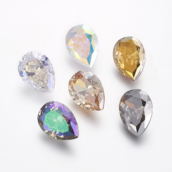 

PandaHall Electroplated Cubic Zirconia Pointed Back Cabochons, teardrop, Faceted, Mixed Color, 14x10x6mm Cubic Zirconia Teardrop Multicolor