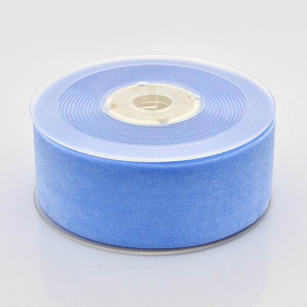PandaHall Polyester Velvet Ribbon for Gift Packing and Festival Decoration, Cornflower Blue, 1-1/2 inch(38mm), about 20yards/roll...