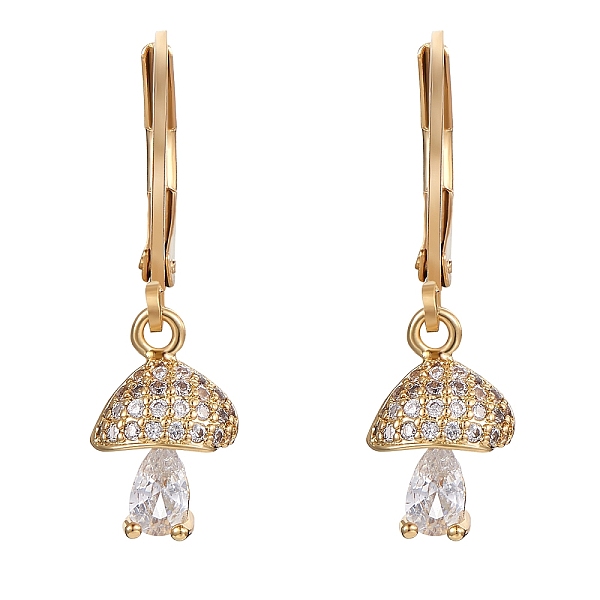 

PandaHall Clear Cubic Zirconia Mushroom Dangle Leverback Earrings, 304 Stainless Steel Drop Earrings for Women, Golden, 26mm, Pin: 0.8mm...