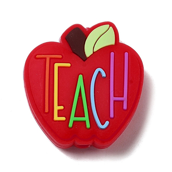 

PandaHall Teachers' Day Apple with Word Teach Silicone Focal Beads, Chewing Beads For Teethers, DIY Nursing Necklaces Making, Red, 30x28x9mm...