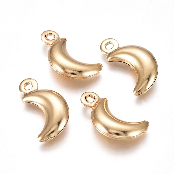 

PandaHall 304 Stainless Steel Pendants, Moon, Golden, 16x8x3mm, Hole: 1.3mm 304 Stainless Steel Moon