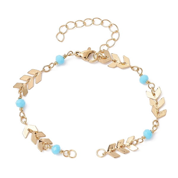 

PandaHall Handmade Brass Cobs Chain Bracelet Making, with Faceted Glass Round Bead & Lobster Claw Clasp, Fit for Connector Charms, Real 18K...