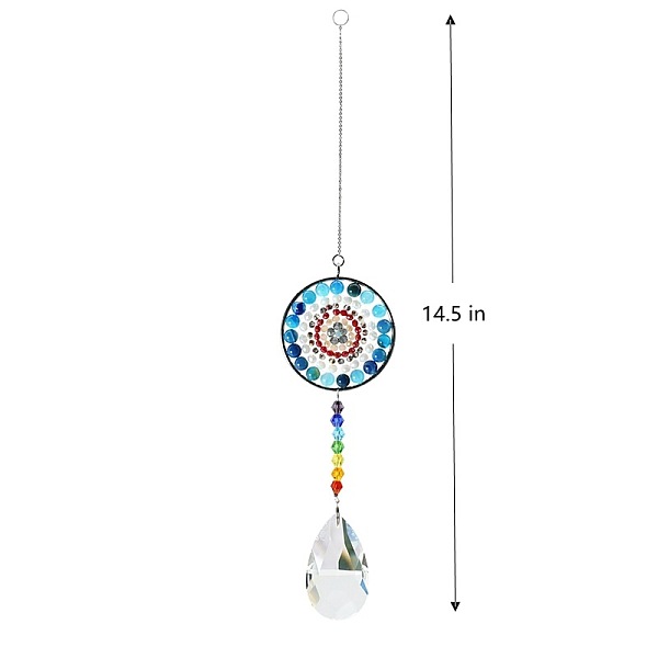 

PandaHall Big Pendant Decorations, Hanging Sun Catchers, Chakra Theme K9 Crystal Glass, Teardrop, Dodger Blue, 36.8cm Glass Teardrop