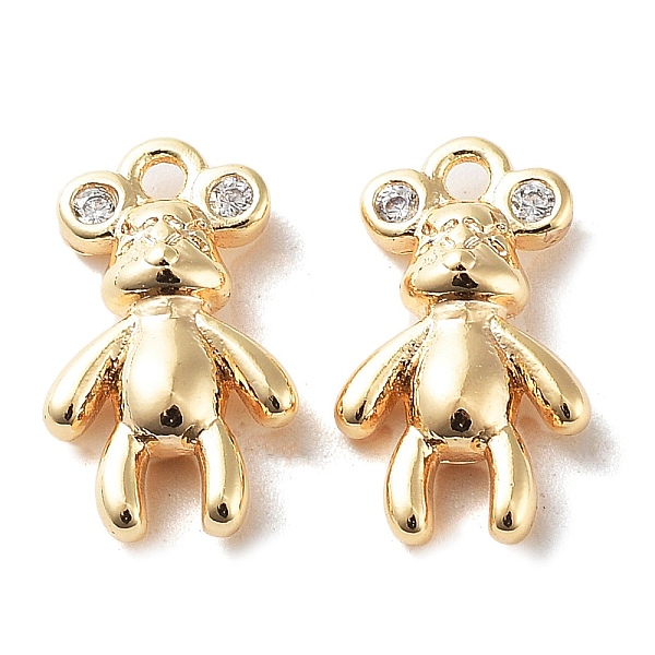 

PandaHall Rack Plating Brass Micro Pave Cubic Zirconia Pendants, Bear Charm, Real 18K Gold Plated, 13x7.5x3mm, Hole: 1.2mm Brass+Cubic..., Clear