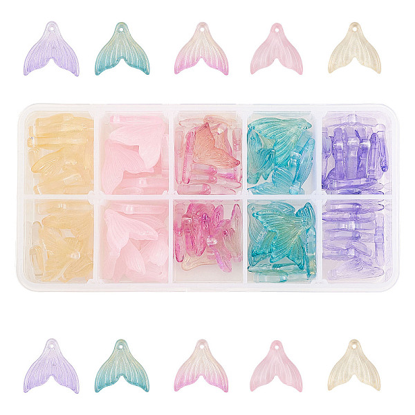 

PandaHall 100Pcs Transparent Spray Painted Glass Crystal Pendants Mermaid Fishtail for Jewelry Making DIY Crafts Accessories, 19x19.5mm..., Multicolor