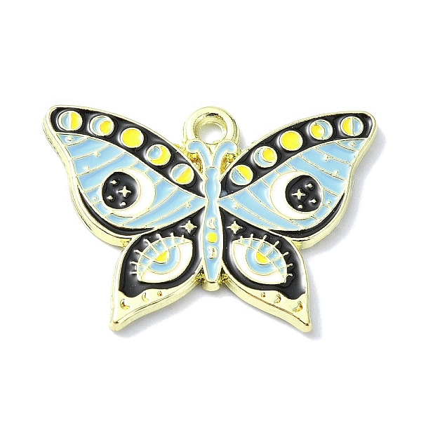

PandaHall Alloy Enamel Pendants, Golden, Butterfly Charm, Pale Turquoise, 18x25x1.5mm, Hole: 2mm Alloy+Enamel Butterfly