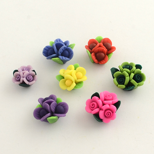 

PandaHall Handmade Polymer Clay Flower Beads, Mixed Color, 16~20x10~13mm, Hole: 1~2mm Polymer Clay Flower Multicolor