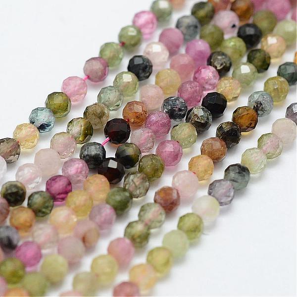 

PandaHall Natural Tourmaline Bead Strands, Round, Faceted, 3mm, Hole: 0.5mm, about 130pcs/strand, 15.3 inch(39cm) Tourmaline Round