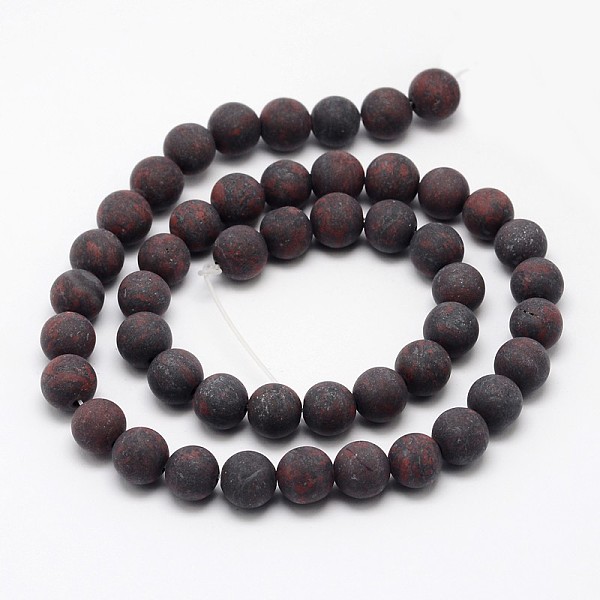 

PandaHall Natural Brecciated Jasper Beads Strands, Frosted, Round, 4mm, Hole: 0.8mm, about 90pcs/strand, 14.1 inch Brecciated Jasper Round..., Red