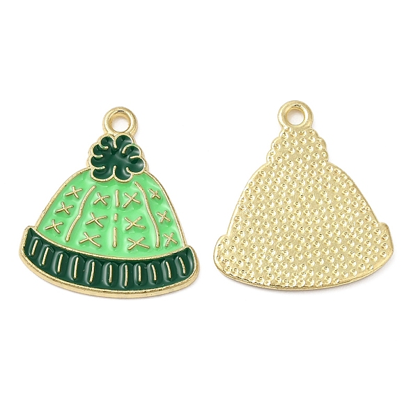

PandaHall Christmas Alloy Enamel Pendants, Golden, Hat, 17.5x16x1mm, Hole: 1.5mm Alloy+Enamel Hat Green
