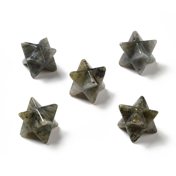 PandaHall Natural Labradorite Beads, No Hole/Undrilled, Merkaba Star, 14.5~15x14.5~15x14.5~15mm Labradorite Star