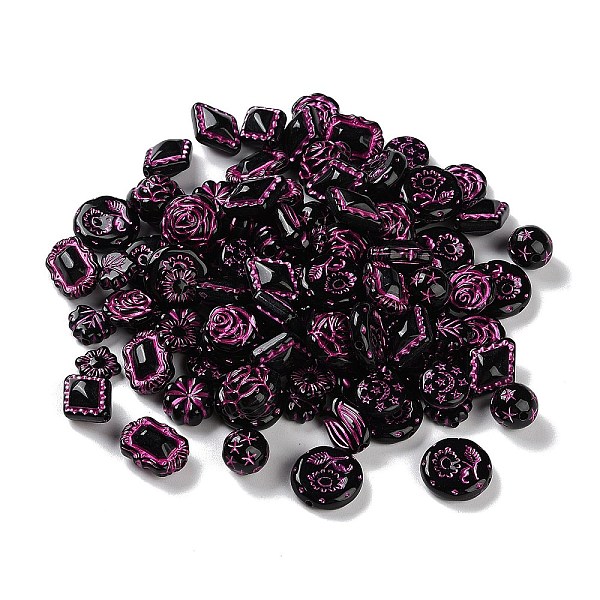 

PandaHall Opaque Acrylic Beads, Metal Enlaced, Mixed Shapes, Black, 10.5~18x12~18x4.5~15mm, Hole: 1.2~2mm, about 498pcs/500g Acrylic Mixed...