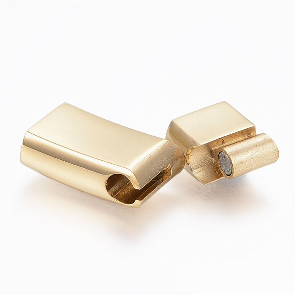 

PandaHall 304 Stainless Steel Magnetic Clasps with Glue-in Ends, Rectangle, Golden, 33x13.5x8mm, Hole: 6x12mm 304 Stainless Steel Rectangle