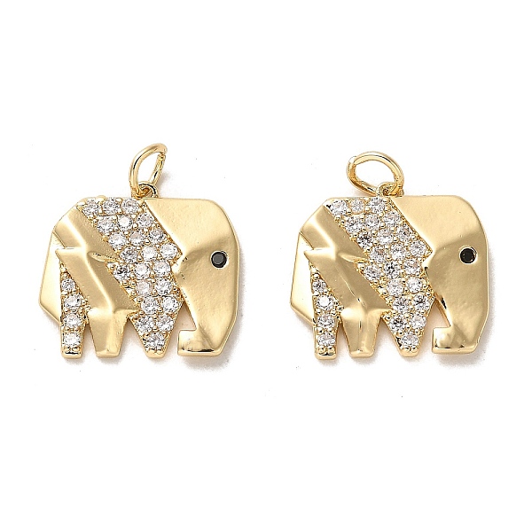 

PandaHall Brass Micro Pave Cubic Zirconia Pendants, with Jump Ring, Long-Lasting Plated, Elephant Charm, Golden, 13x14x2mm, Hole: 2.5mm..., Clear