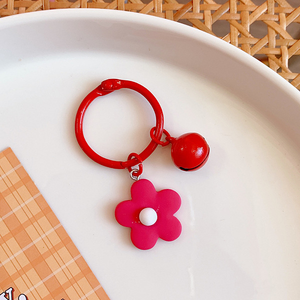 

PandaHall Candy Color Macaroon Flowers Keychain, Resin Flower Bell Keychains, with Iron Findings, Cerise, 6cm Resin Flower Red