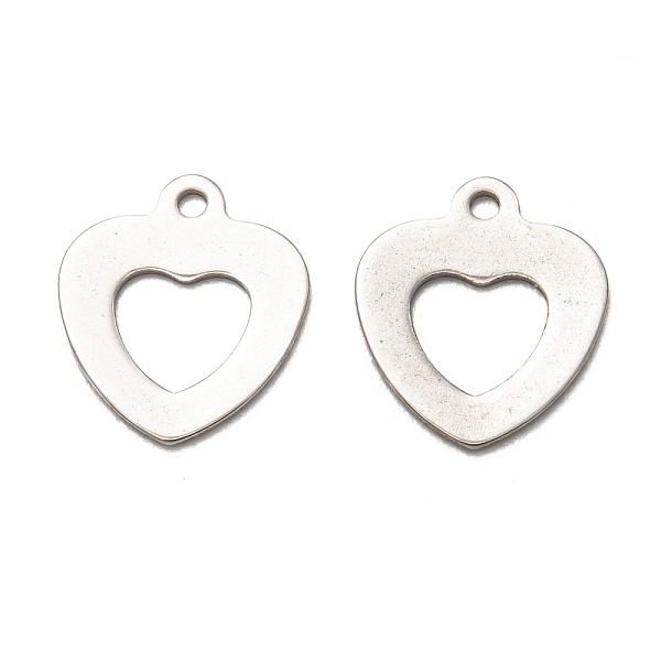 

PandaHall 201 Stainless Steel Charms, Laser Cut, Hollow, Heart, Stainless Steel Color, 12x10x0.5mm, Hole: 1mm 201 Stainless Steel Heart