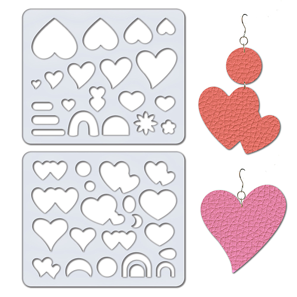 

PandaHall OLYCRAFT 2Pcs Heart Earrings Making Templates 7x6 Inch Acrylic Earring Handwork Template Card Leather Earring Templates Reusable..., White