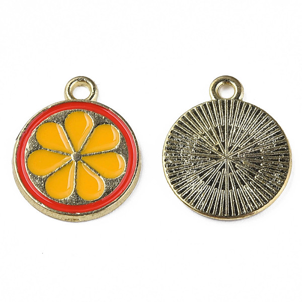

PandaHall Alloy Enamel Pendants, Cadmium Free & Lead Free, Light Gold, Lemon, Dark Orange, 18x15x1mm, Hole: 1.8mm Alloy+Enamel Fruit