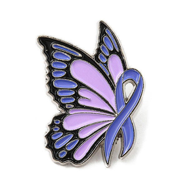

PandaHall Butterfly & Esophageal Cancer Awareness Ribbon Alloy Enamel Pin, Brooch for Backpack Clothes, Lilac, 30.5x22x1.6mm Alloy+Enamel..., Purple