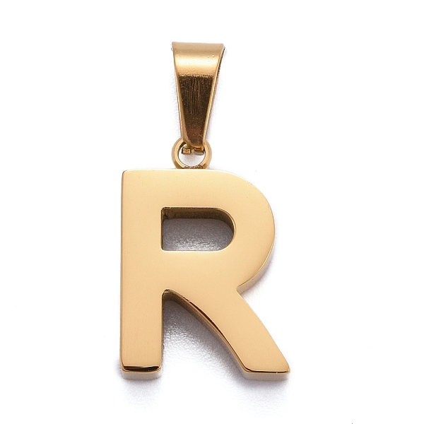 

PandaHall Ion Plating(IP) 304 Stainless Steel Letter Pendants, Manual Polishing, Alphabet, Golden, Letter.R, 18x12.5x4mm, Hole: 7x3.5mm 304...