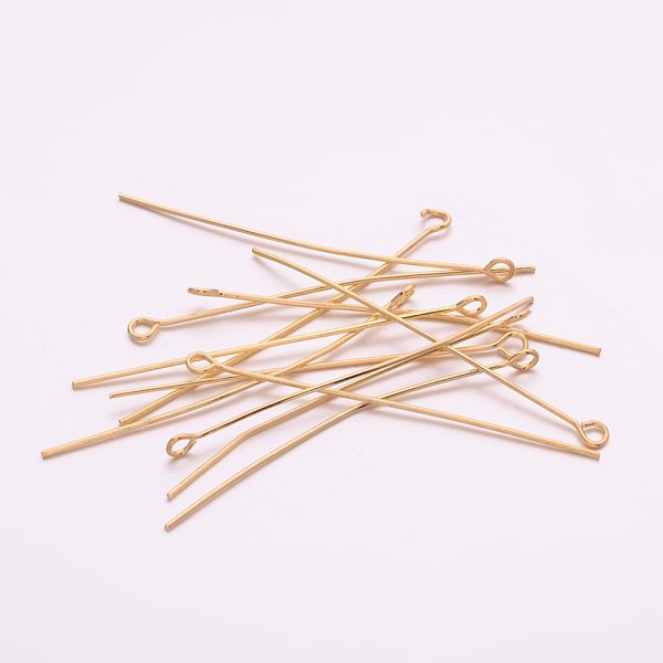 

PandaHall Iron Eye Pin, Nickel Free, Golden, 50x0.7mm, Hole: 2mm, about 5000pcs/1000g Iron