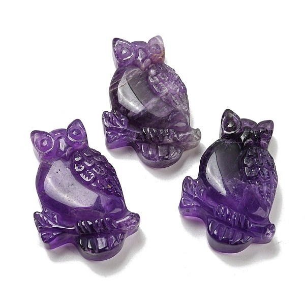 

PandaHall Natural Amethyst Pendants, Owl Charms, 44~46x29~31x7.5~10mm, Hole: 1.4mm Amethyst Owl
