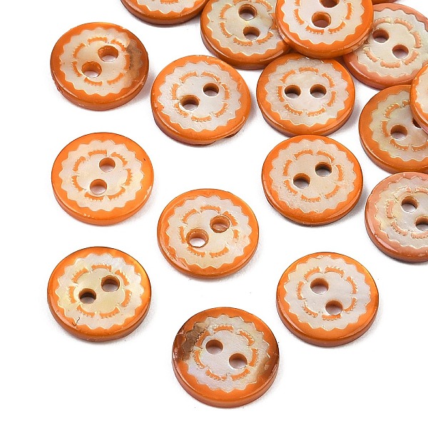Wavy Edge Spray Painted Natural White Shell Buttons