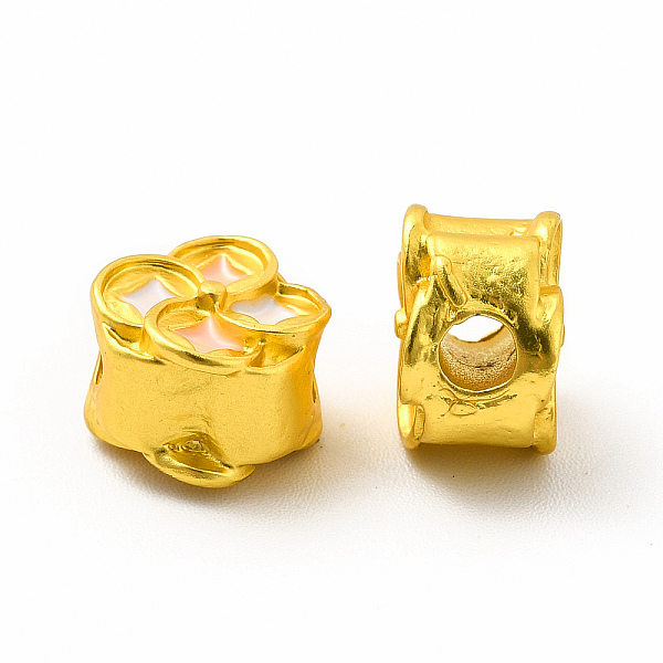 

PandaHall Rack Plating Alloy Enamel Beads, Flower, Matte Gold Color, 9.6x5.7mm, Hole: 2.8mm Alloy+Enamel Flower Pink