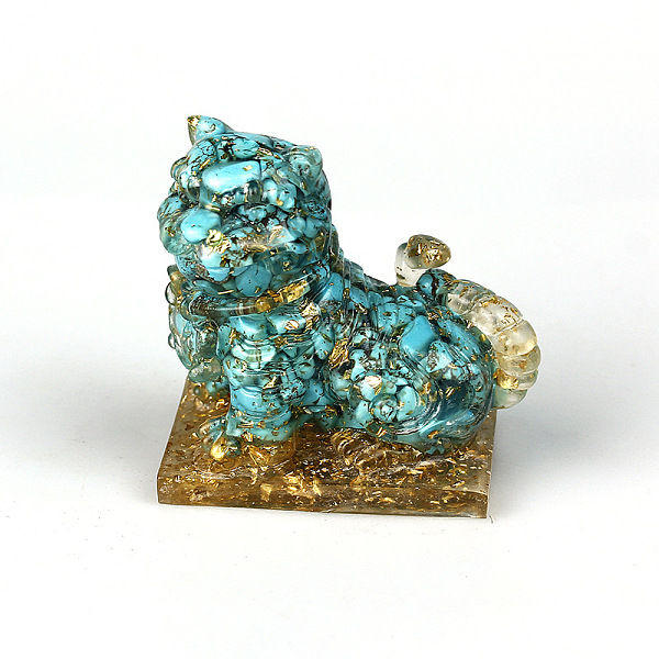 

PandaHall Resin Tiger Display Decoration, with Gold Foil & Synthetic Turquoise Chips inside Statues for Home Office Decorations, 70x40x65mm...