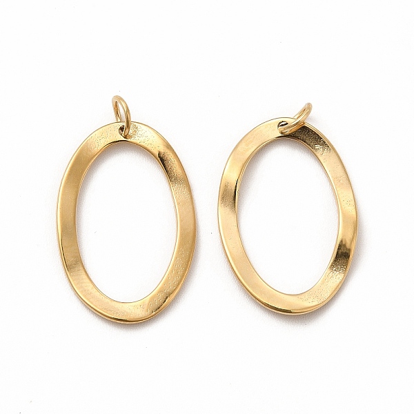 

PandaHall Ion Plating(IP) 304 Stainless Steel Pendants, with Jump Ring, Oval, Real 14K Gold Plated, 20x13x1mm, Hole: 2mm 304 Stainless Steel...