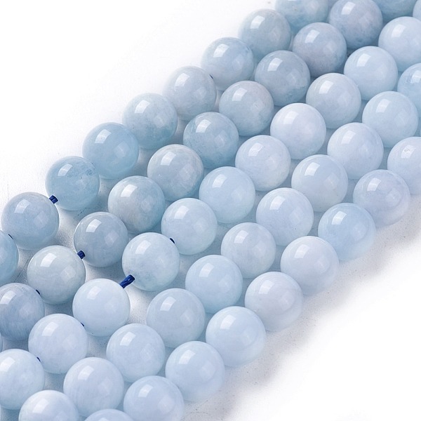 

PandaHall Natural Aquamarine Beads Strands, Round, 7mm, Hole: 1mm, about 58pcs/strand, 15.5 inch(39.5cm) Aquamarine Round Blue