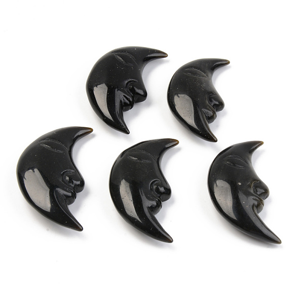 

PandaHall Natural Golden Sheen Obsidian Beads, No Hole/Undrilled, Moon, 57~62x28~31.5x12.5~13.5mm Golden Sheen Obsidian Moon