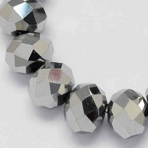 

PandaHall Electroplate Glass Beads Strands, Faceted, Rondelle, Silver Plated, 12x8mm, Hole: 1mm, about 72pcs/strand, 23 inch Glass Rondelle...