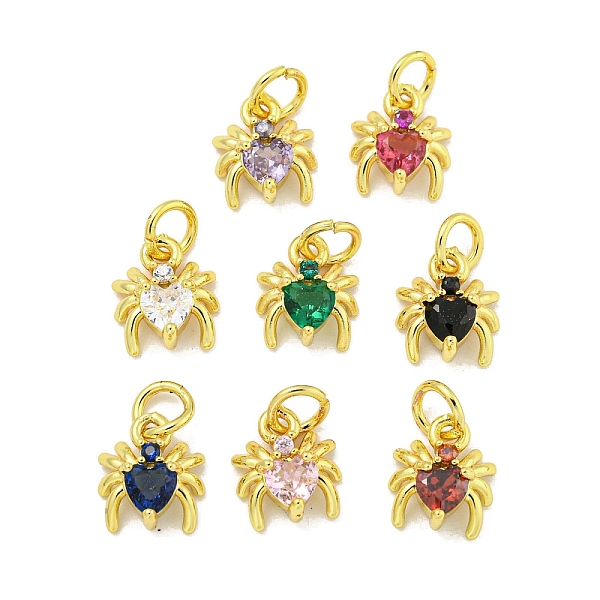 

PandaHall Rack Plating Brass Micro Pave Cubic Zirconia Spider Charms, Long-Lasting Plated, Cadmium Free & Lead Free, Real 18K Gold Plated..., Multicolor