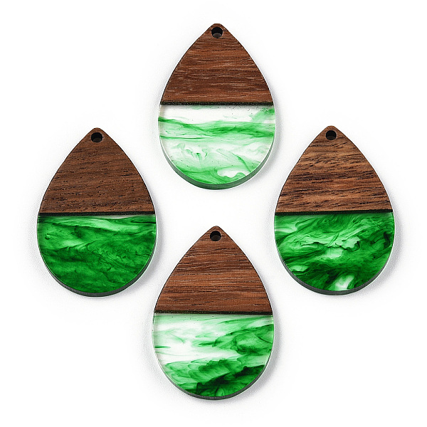 

PandaHall Transparent Resin & Walnut Wood Pendants, Teardrop Charms, Green, 36x24.5x3.5mm, Hole: 2mm Resin+Wood Teardrop Green