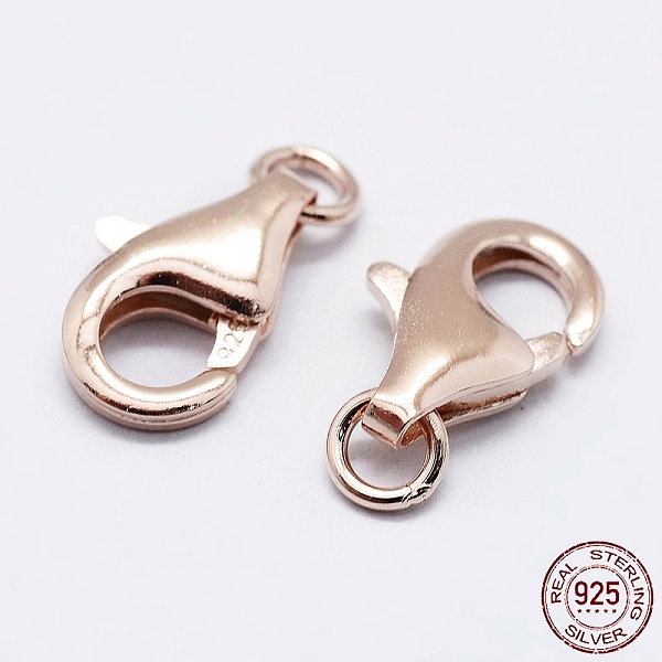 

PandaHall 925 Sterling Silver Lobster Claw Clasps, with 925 Stamp, Rose Gold, 11.5mm, Hole: 1mm Sterling Silver