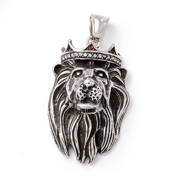 

PandaHall Tibetan Style 304 Stainless Steel Pendants, Lion with Crown, Antique Silver, 44x27x15mm, Hole: 8x4mm 304 Stainless Steel Lion