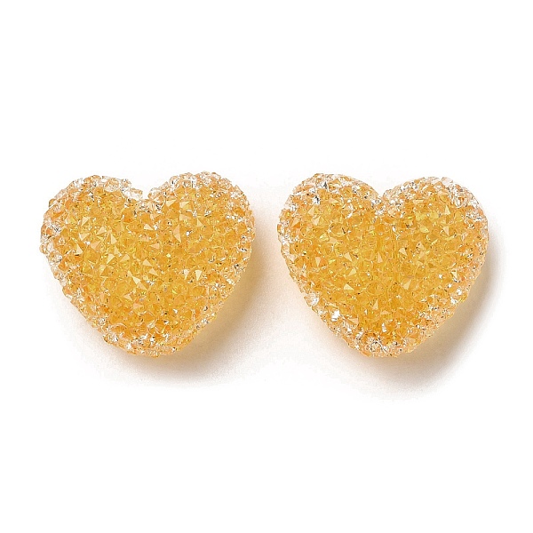 

PandaHall Resin Beads, with Rhinestone, Drusy Heart, Gold, 17x19x10.5mm, Hole: 1.6mm Resin+Rhinestone Heart Gold