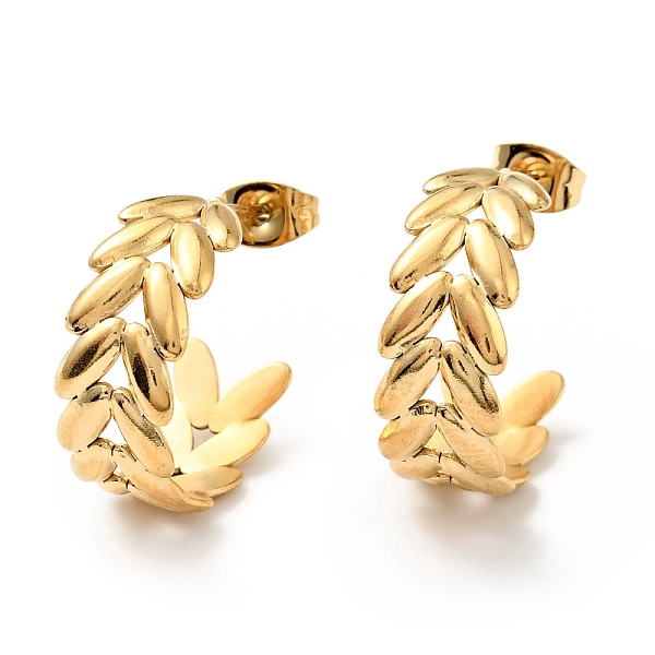 

PandaHall Leaf Wrap Stud Earrings, Ion Plating(IP) 304 Stainless Steel Half Hoop Earrings for Women, Golden, 20.5x22x8mm, Pin: 0.8mm 304...