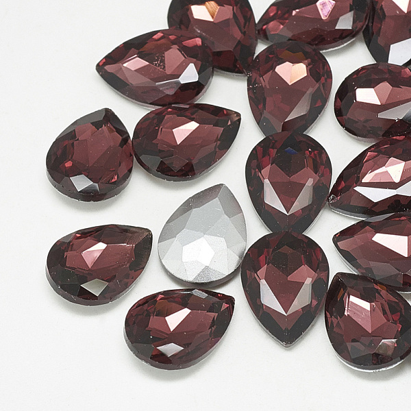 

PandaHall Pointed Back Glass Rhinestone Cabochons, Back Plated, Faceted, teardrop, Burgundy, 10x7x4mm Glass Rhinestone Teardrop Purple