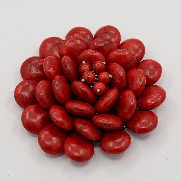 

PandaHall Dyed Synthetic Turquoise Cabochons, with Platinum Color Metal Findings, Flower, FireBrick, 66x24mm Synthetic Turquoise Flower Red