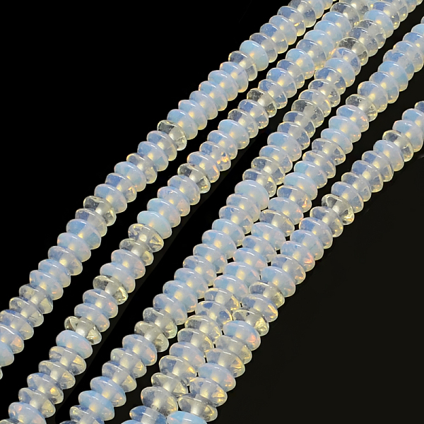 

PandaHall Rondelle Opalite Bead Strands, 6~7x3~4mm, Hole: 1mm, about 124pcs/strand, 15.7 inch Opalite Rondelle