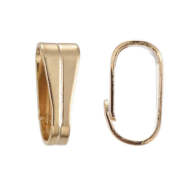 

PandaHall 304 Stainless Steel Snap On Bails, Real 18k Gold Plated, 6x3x2.2mm, 5.5x2.5mm inner diameter 304 Stainless Steel