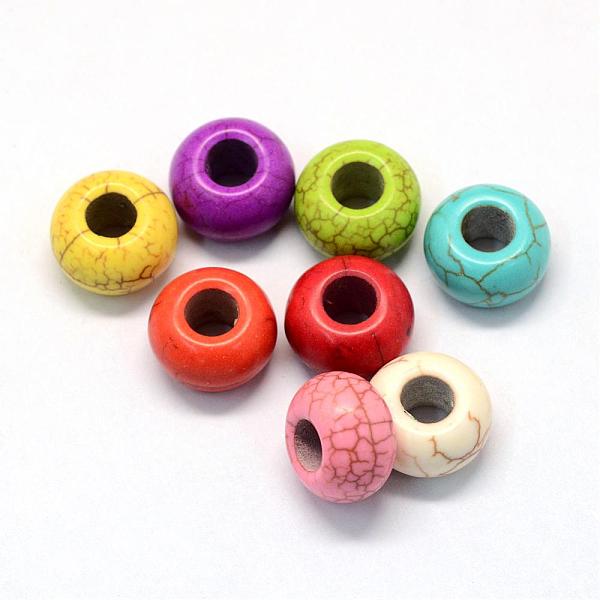 

PandaHall Synthetic Gemstone European Beads, Large Hole Beads, Dyed, Rondelle, Mixed Color, 13~14x8~8.5mm, Hole: 5~6mm Synthetic Turquoise..., Multicolor